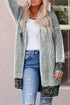 Plaid Knitted Long Open Front Cardigan